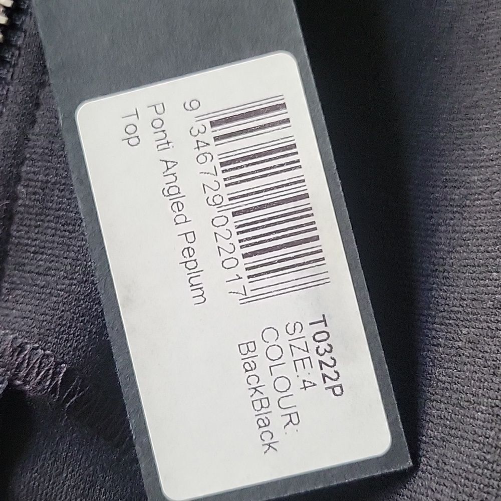 NWT Nicholas Black Peplum Top Sz 4 XS S Ponti Asymmetrical Angled Sexy Feminine - Picture 10 of 14